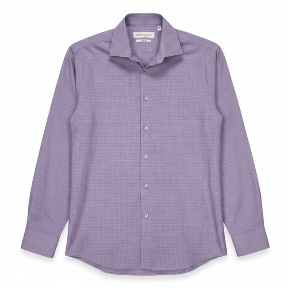 CALVIN KLEIN & CO. Men's BUTTON DOWN Shirt REGULAR FIT Purple Size MEDIUM